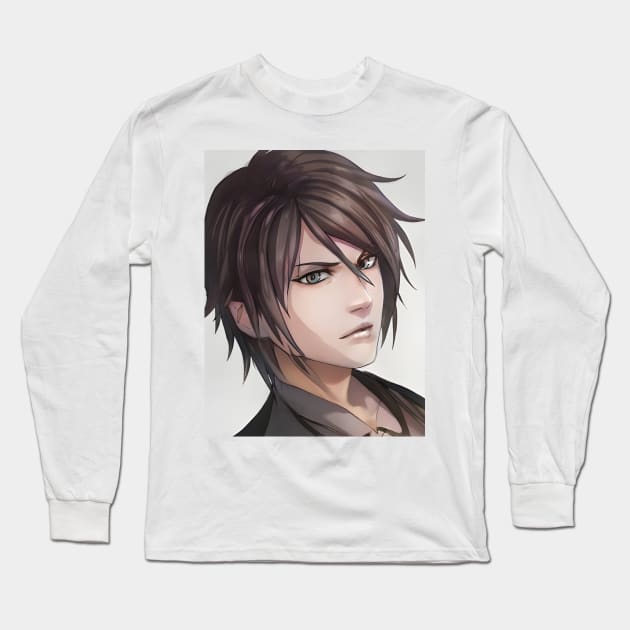 Grey Hair Anime Boy Long Sleeve T-Shirt by animegirlnft